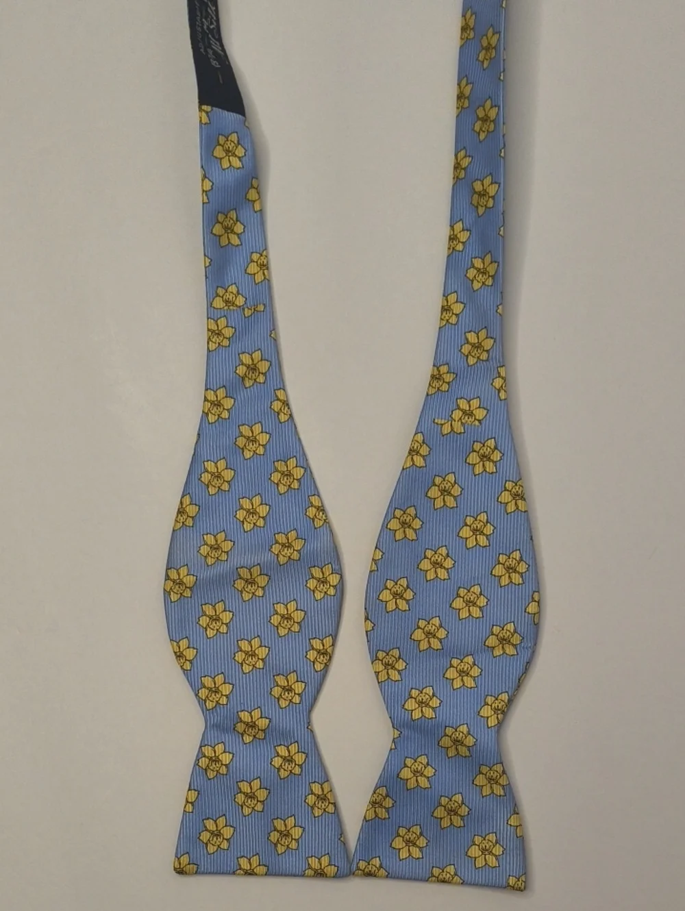 Blue Floral Bow Tie Yellow Flowers